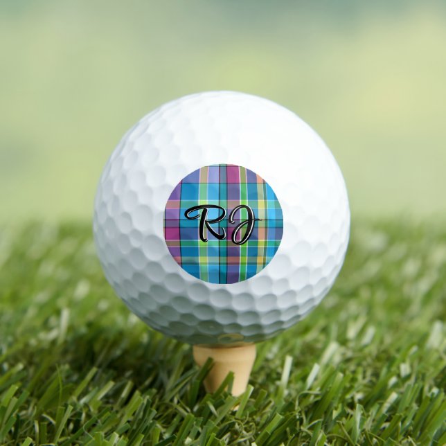 Karierte Personalisierte, Lila Gelbrösche Golfball (Insitu T-Shirt)
