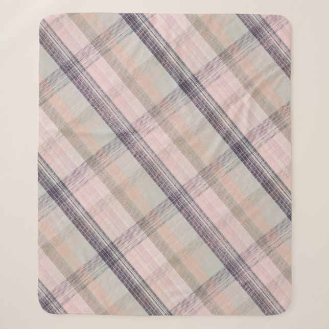 Karierte Pflaume, grau, rosa, Sherpadecke (Vorderseite)