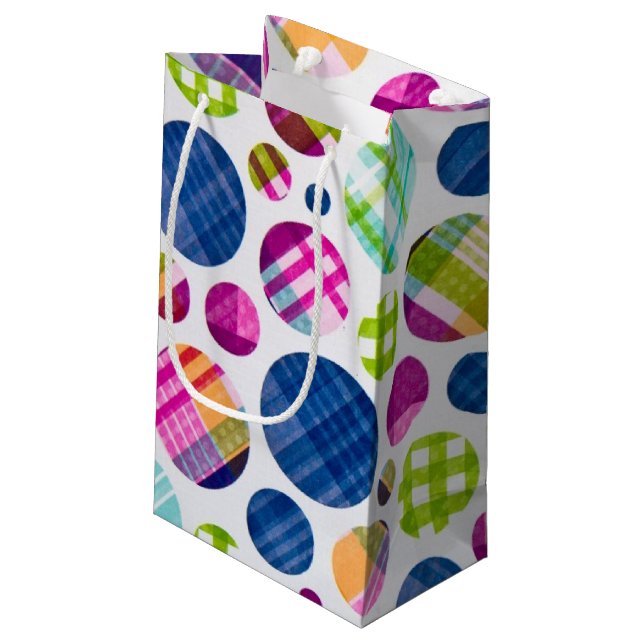 Karierte Polka Dots Kleine Geschenktüte (Rückseite Schrägansicht)