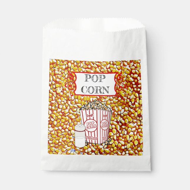 Karierte Popcorn Kernals Retro Paper Bag Geschenktütchen (Vorderseite)