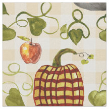 Karierte Pumpkins im Herbst Äpfel auf Gingham