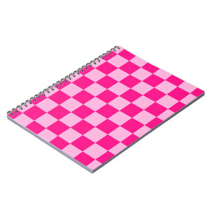 Karierte Quadrate hell heiß rosa geometrisch retro Notizblock