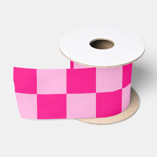 Karierte Quadrate hell heiß rosa geometrisch retro Satinband