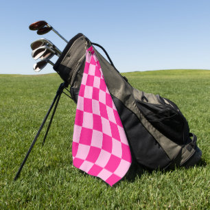 Karierte Quadrate helles Heißrosa geometrisch retr Golfhandtuch