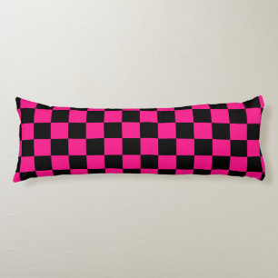 Karierte Quadrate Hot Pink Schwarz geometrisch Ret Seitenschläferkissen