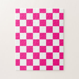 Karierte Quadrate Hot Pink Weiße Geometrische Retr