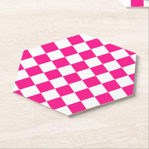 Karierte Quadrate Hot Pink Weiße geometrische Retr Untersetzer