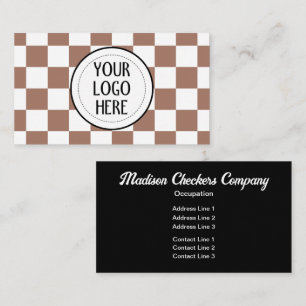Karierte Quadrate Mocha weiß Retro Firmenlogo Visitenkarte