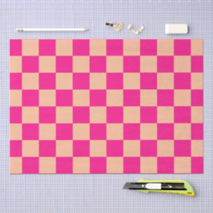 Karierte Quadrate Pfirsich heiß rosa geometrisch r Seidenpapier