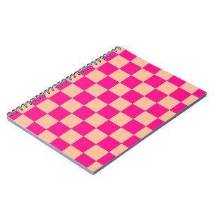 Karierte Quadrate Pfirsich heißes Rosa geometrisch Notizblock