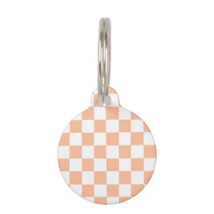 Karierte Quadrate Pfirsich Orange Weiß geometrisch Haustiermarke