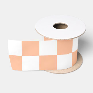 Karierte Quadrate Pfirsich weiß geometrisch Retro Satinband