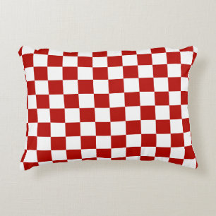Karierte Quadrate rot weiß geometrisch retro Dekokissen
