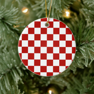Karierte Quadrate rot weiß geometrisch retro Keramik Ornament