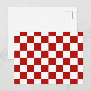 Karierte Quadrate rot weiß geometrisch retro Postkarte