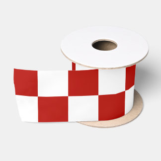 Karierte Quadrate rot weiß geometrisch retro Satinband
