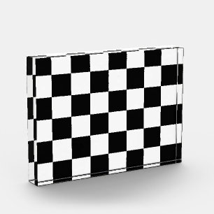 Karierte Quadrate schwarz und weiß geometrisch ret Fotoblock