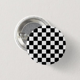 Karierte Quadrate schwarz-weiß geometrisch Retro Button