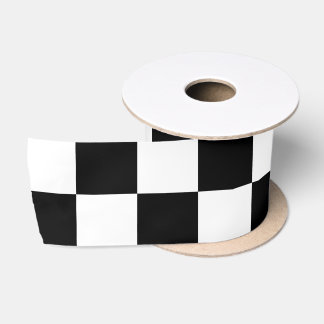 Karierte Quadrate schwarz-weiß geometrisch retro Satinband