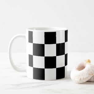 Karierte Quadrate Schwarze und Weiße geometrische Kaffeetasse