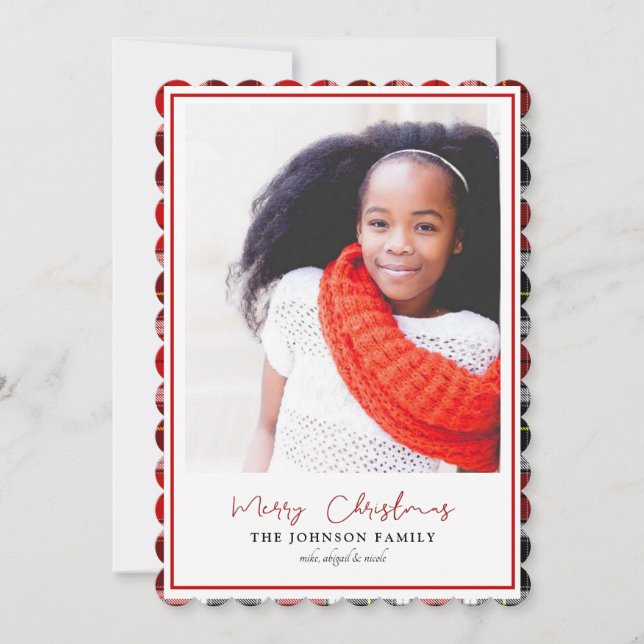 Karierte Rahmen Familie Foto Weihnachtskala (Vorderseite)
