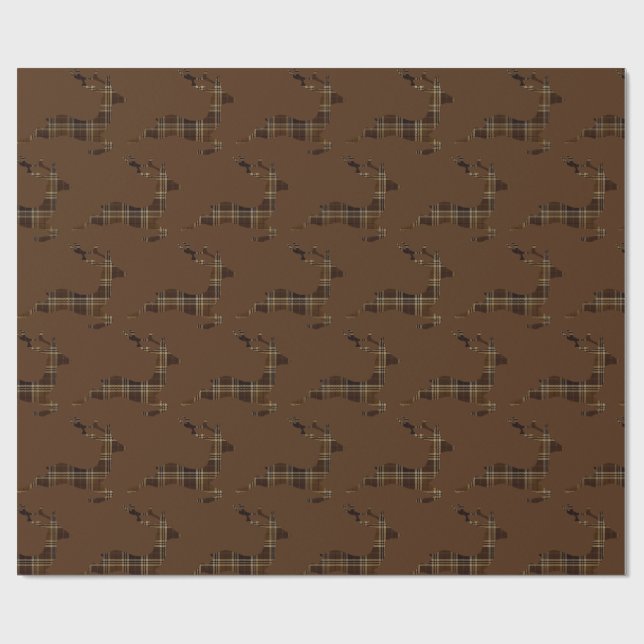 Karierte Rentiere Geschenkpapier (Flach)