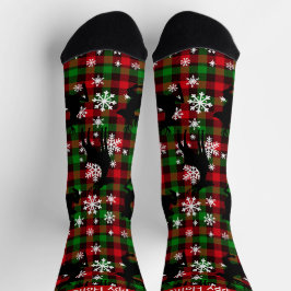 Karierte Rentiersocken "Happy Holidays" mit indivi Socken