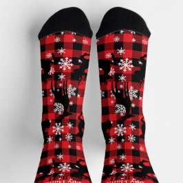Karierte Rentiersocken "Happy Holidays" mit indivi Socken