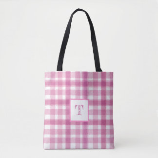Karierte rosa Monogramm Tasche