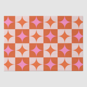 Karierte Rosa Orange Mitte Jahrhundert Sternenexpl Seidenpapier