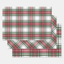 Karierte Rot-Grün-Wrackpapier-Blätter Geschenkpapier Set