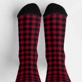 Karierte Rot-Weiße Initialen Monogramm Socken