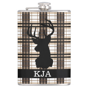 Karierte Rotwild-Silhouette-Flasche Flachmann