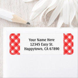 Karierte Rücksendeadressen-Aufkleber in Red White 