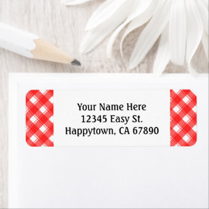 Karierte Rücksendeadressen-Aufkleber in Red White