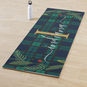 Karierte Rustikale Monogram Script Wreath Tartan Yogamatte