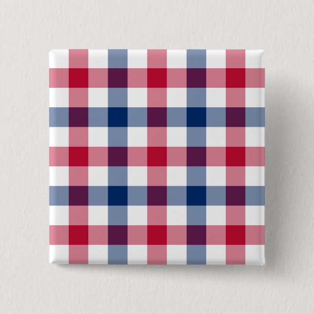 Karierte Schaltfläche Rot, Weiß und Blau Button (Vorderseite)