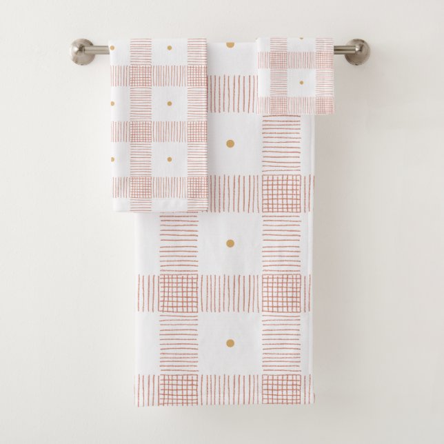 Karierte Schlaganfälle Badhandtuch Set (Insitu)