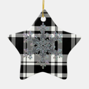 karierte Schneeflocke Keramikornament