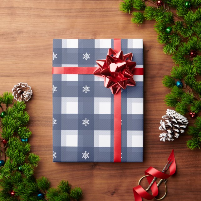 Karierte Schneeflocken aus Gingham Geschenkpapier (Feiertagsgeschenk)