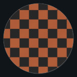 Karierte, schwarz-orange karierte Plätze Buffalo Runder Aufkleber<br><div class="desc">Die Hintergrundfarbe kann beliebig farbig sein.</div>