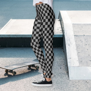 Karierte schwarze und graue Leggings