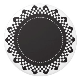 Karierte Schwarzweiss-Kamm-Muschel Keramikknauf