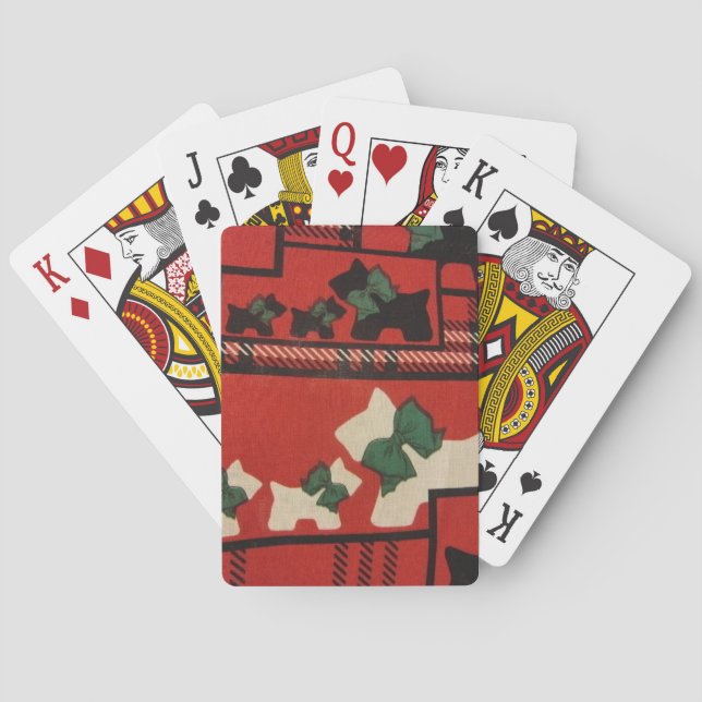 Karierte Scotties & Westies Spielkarten (Rückseite)