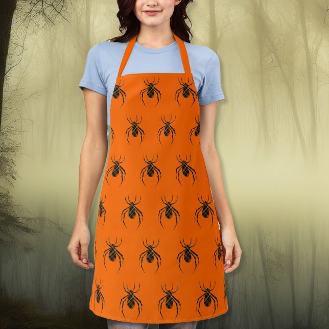 karierte Spinnen in Neonorange Schürze (Von Creator hochgeladen)