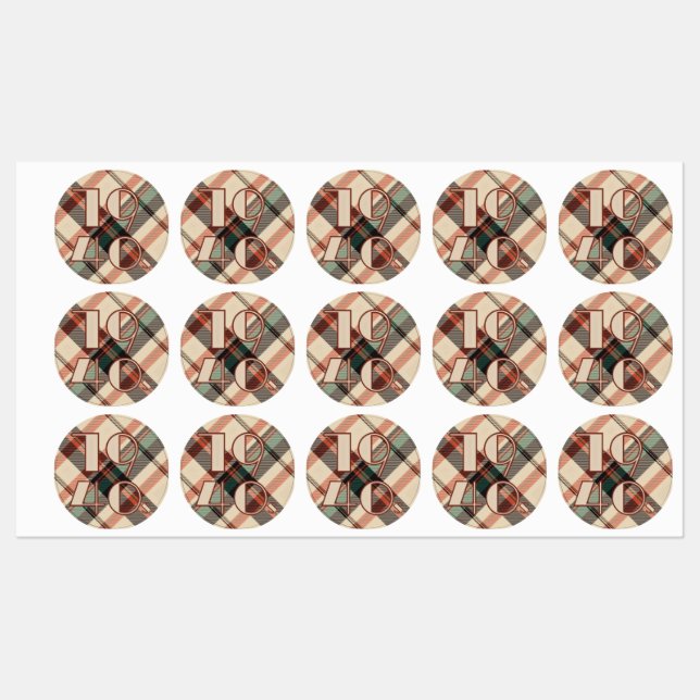 karierte Stickers der 40er Jahre Etiketten (Blatt)