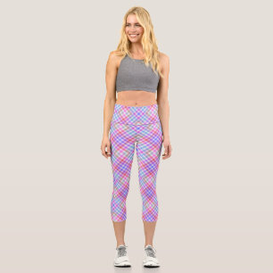 Karierte Stoffe Textur Rosa Streifen Muster-18848 Capri Leggings