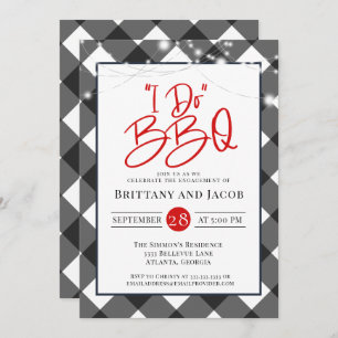 Karierte String-Leuchten I Do GRILLEN Verlobung Einladung