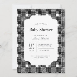 Karierte Tafel mit Vintagem Schwarz/Weiß-Glas Einladung