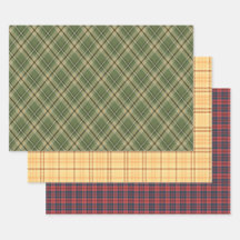Karierte Tartan-Geschenkwrap (Set von 3)